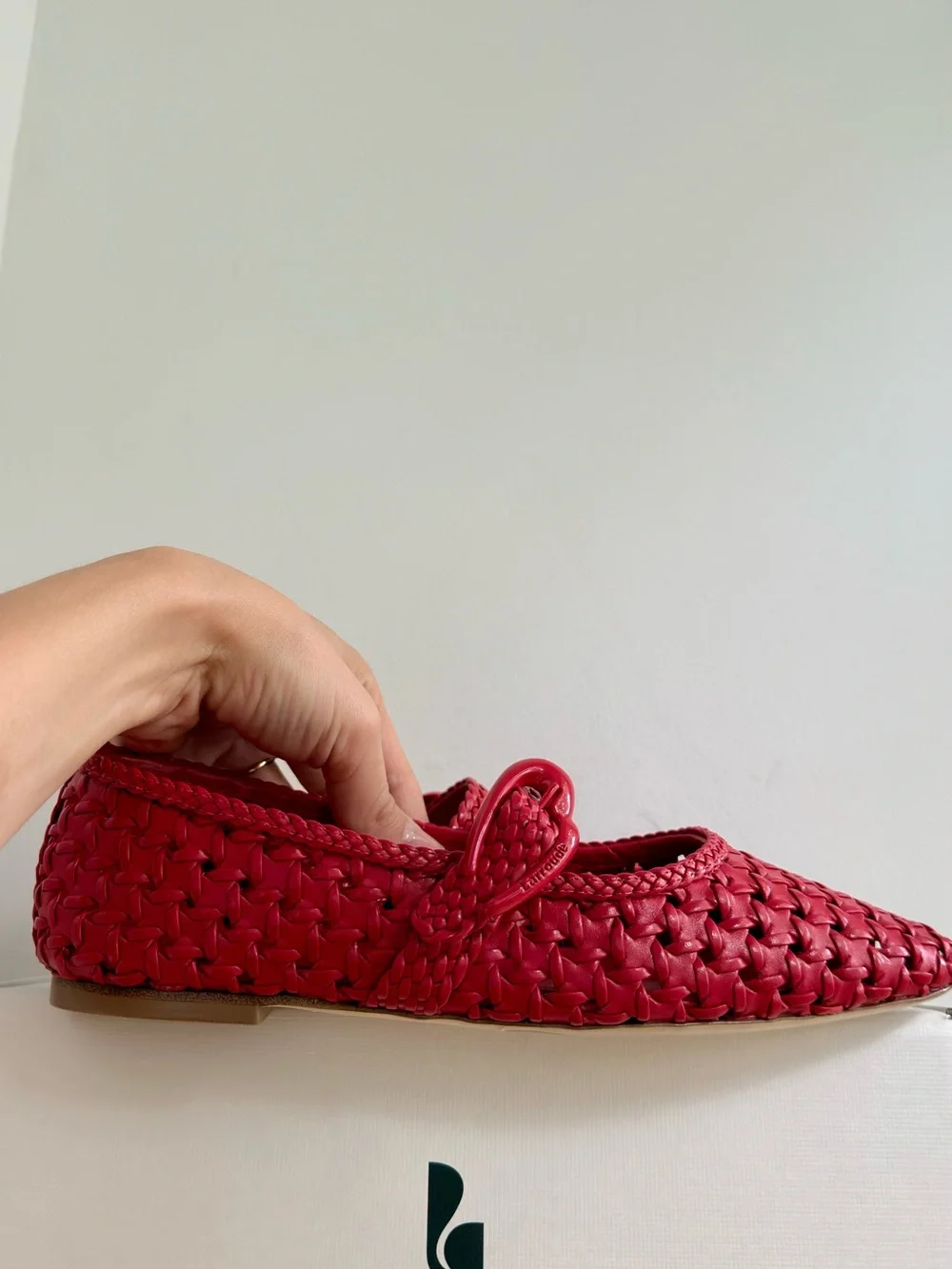 Larroudé Verona New Macrame In Scarlet Leather Size 8.5 US